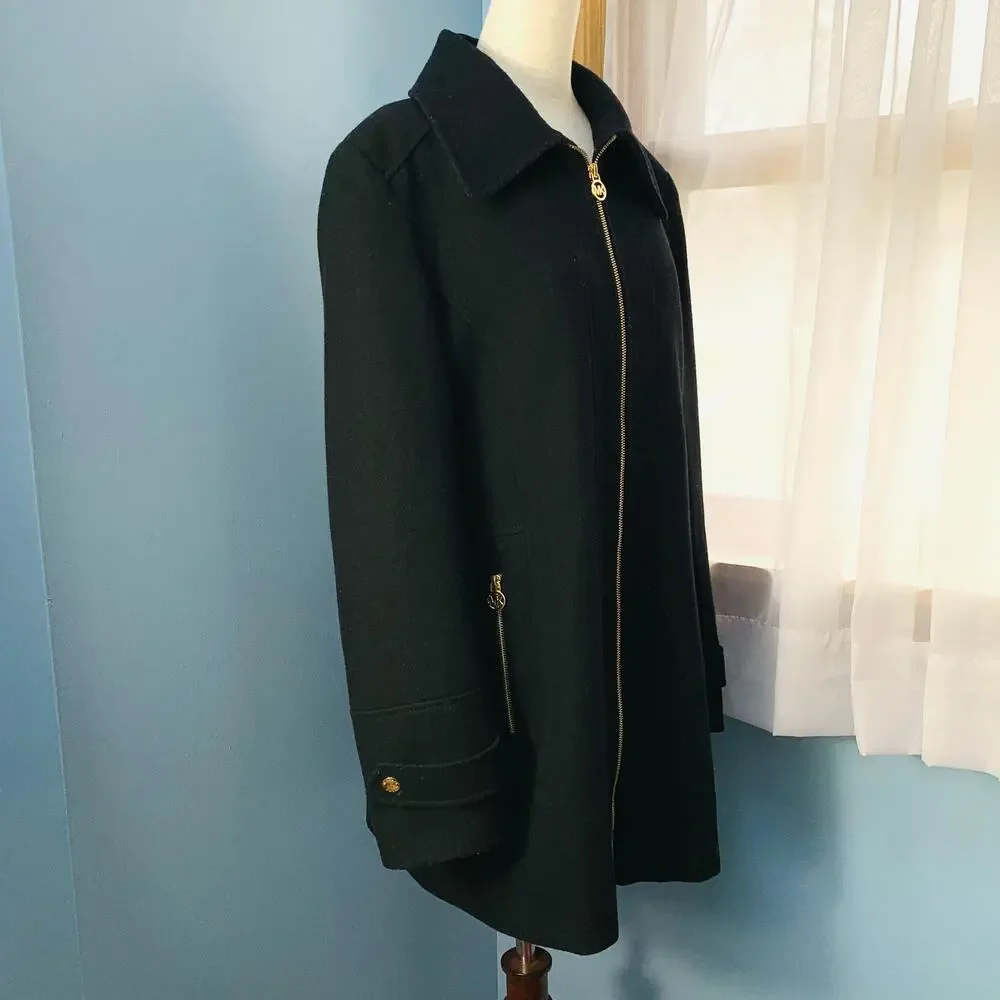 Michael Kors Black Wool Blend Coat Size 14 - Picture 6 of 8